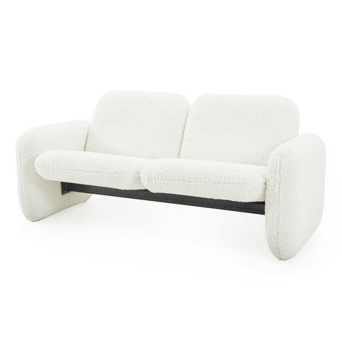 White Fur Chiclet Love Seat
