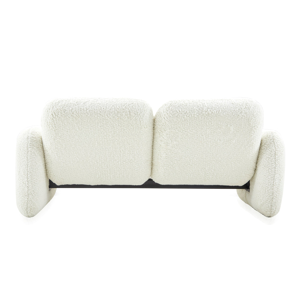 White Fur Chiclet Love Seat