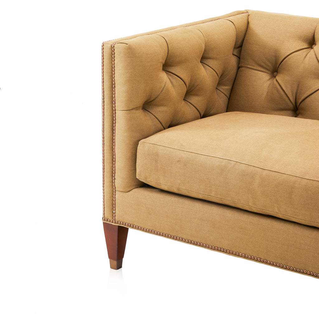 Olive Tan Tufted Tuxedo Modern Sofa