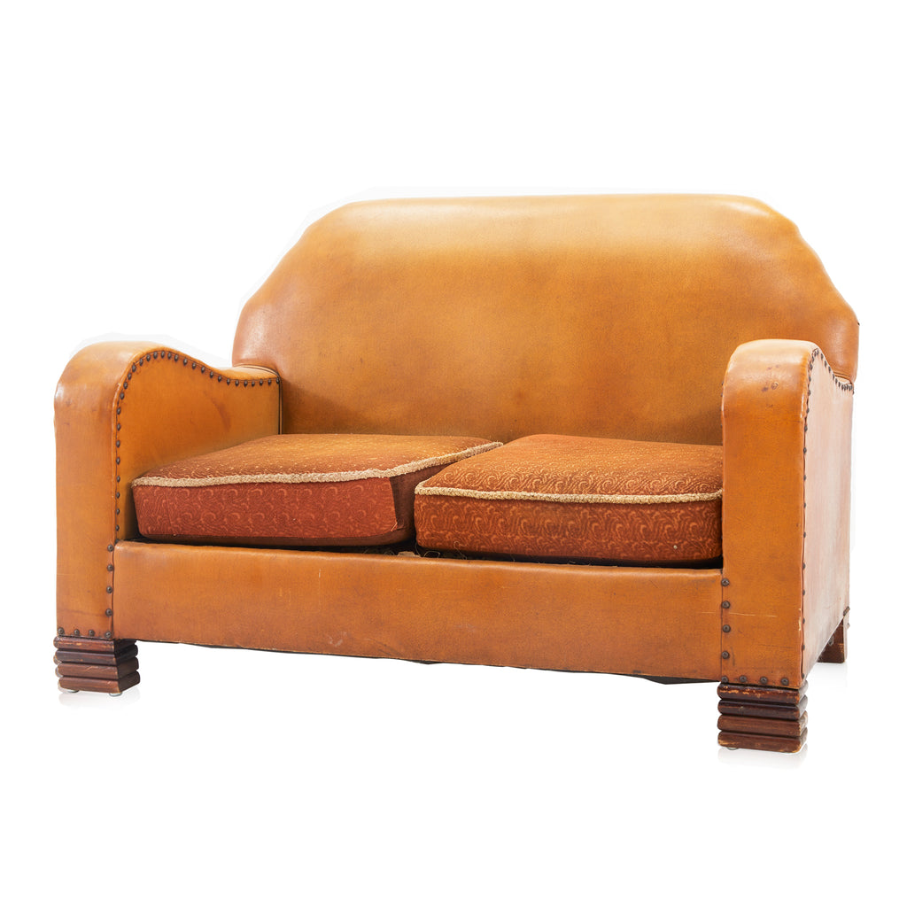 Rustic Mustard Leather Loveseat