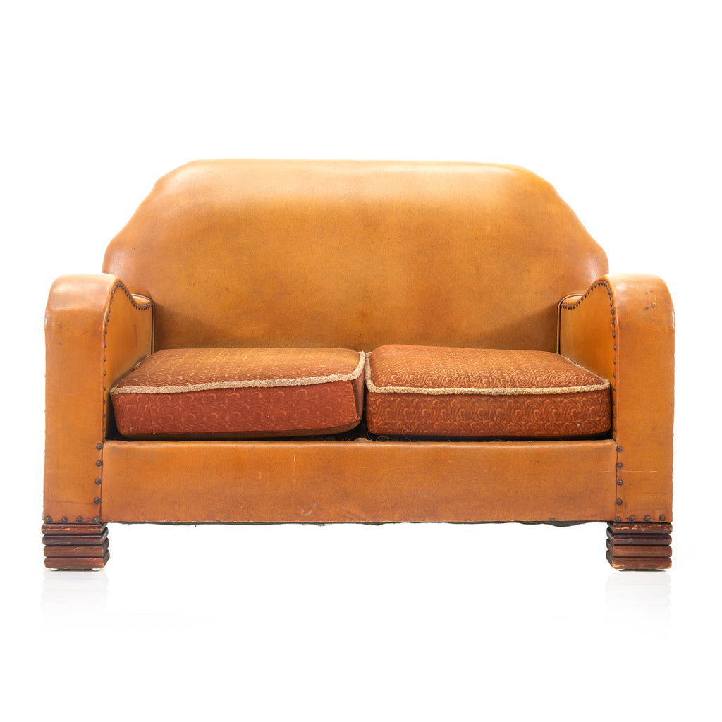 Rustic Mustard Leather Loveseat