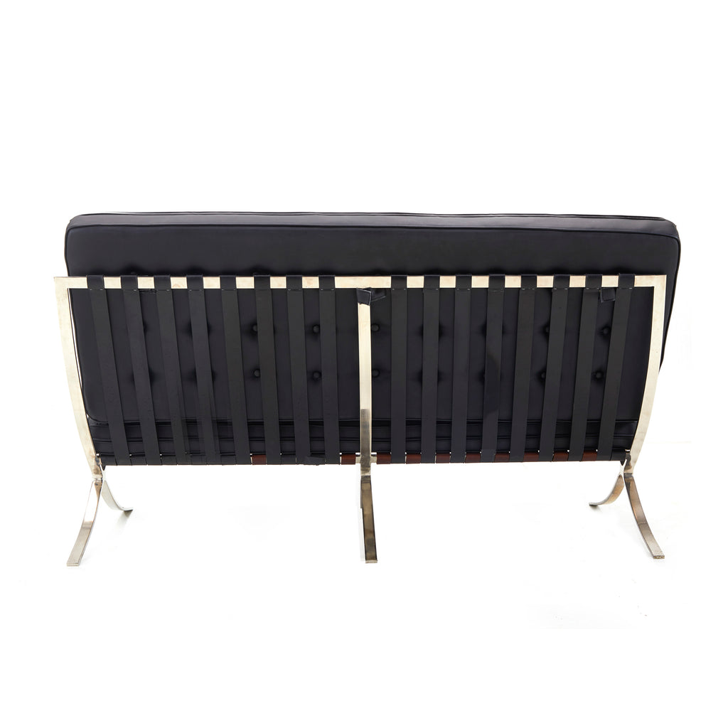 Black Tufted Leather Barcelona Love Seat