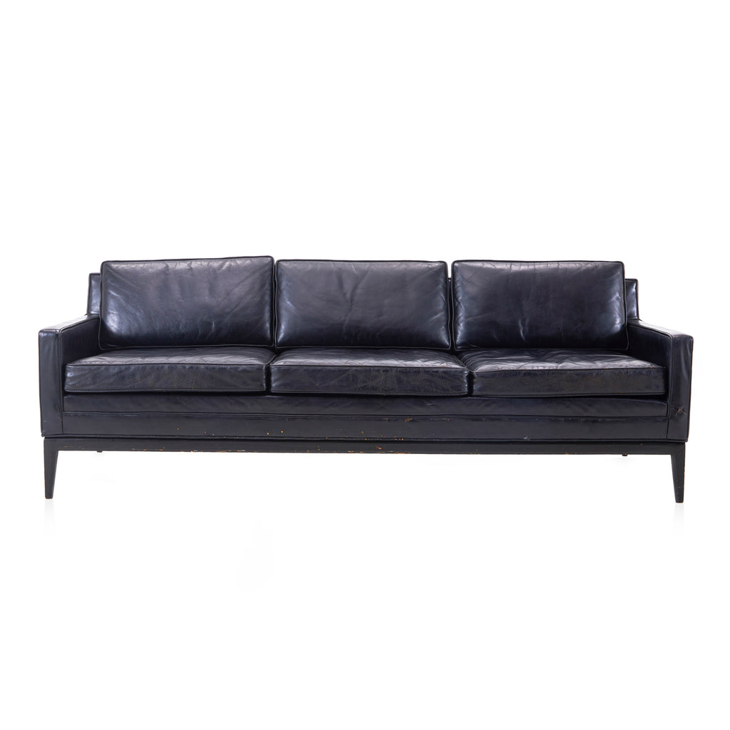 Black Three-seater Leather Sofa