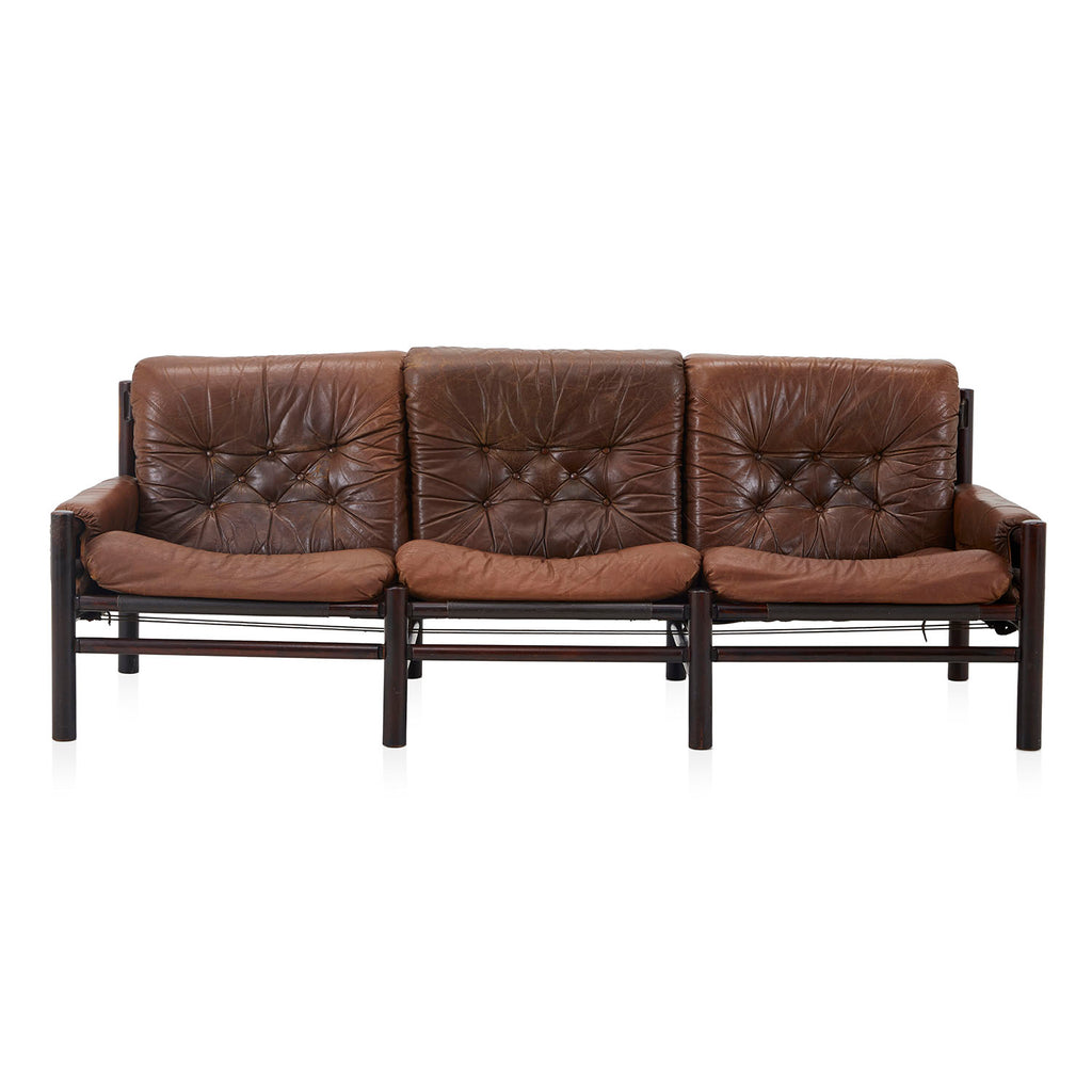 Rustic Plush Brown Leather Sofa
