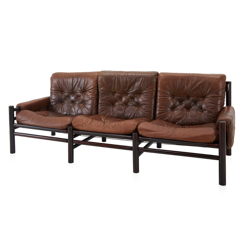 Rustic Plush Brown Leather Sofa