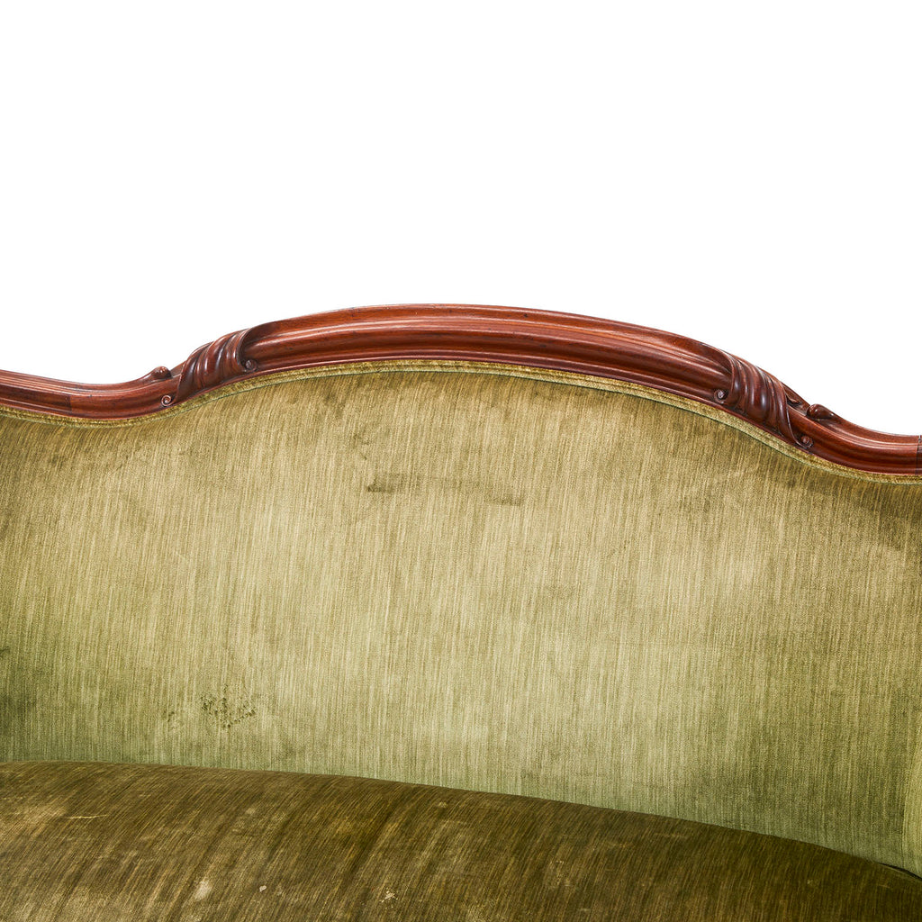 Green Velvet Victorian High-Back Loveseat