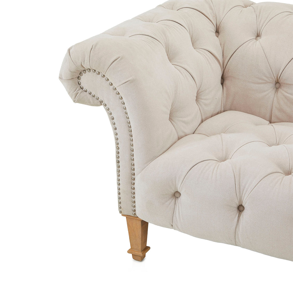 Cream Microfiber Tufted Chesterfield Sofa