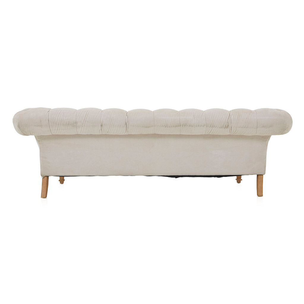 Cream Microfiber Tufted Chesterfield Sofa
