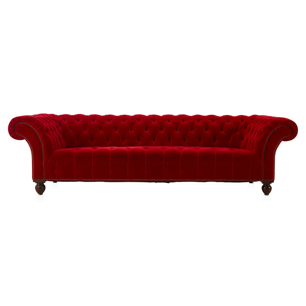 Red Velvet Chesterfield Sofa