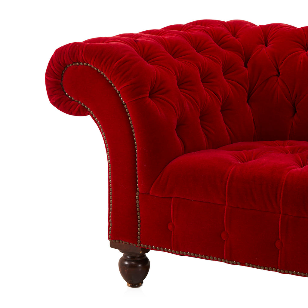 Red Velvet Chesterfield Sofa