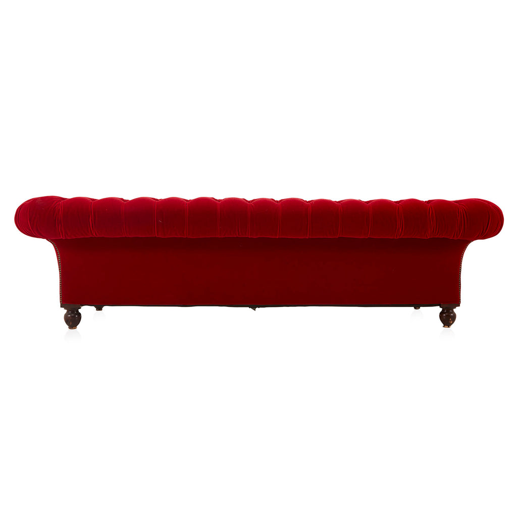Red Velvet Chesterfield Sofa
