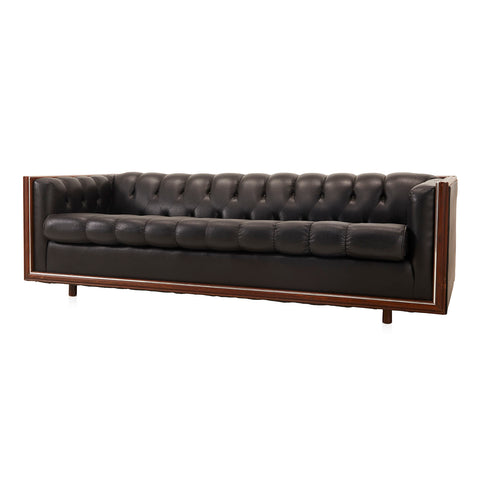 Black Leather Vintage Tuxedo Sofa