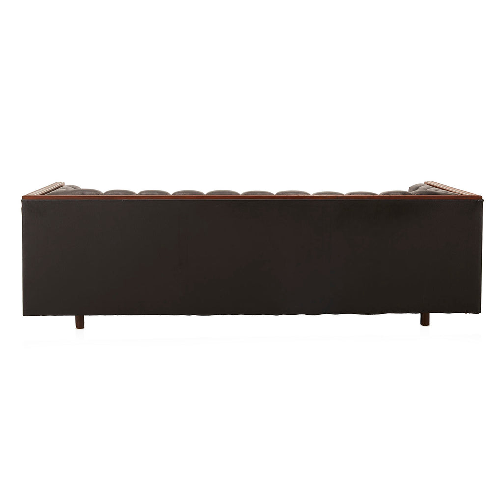 Black Leather Vintage Tuxedo Sofa
