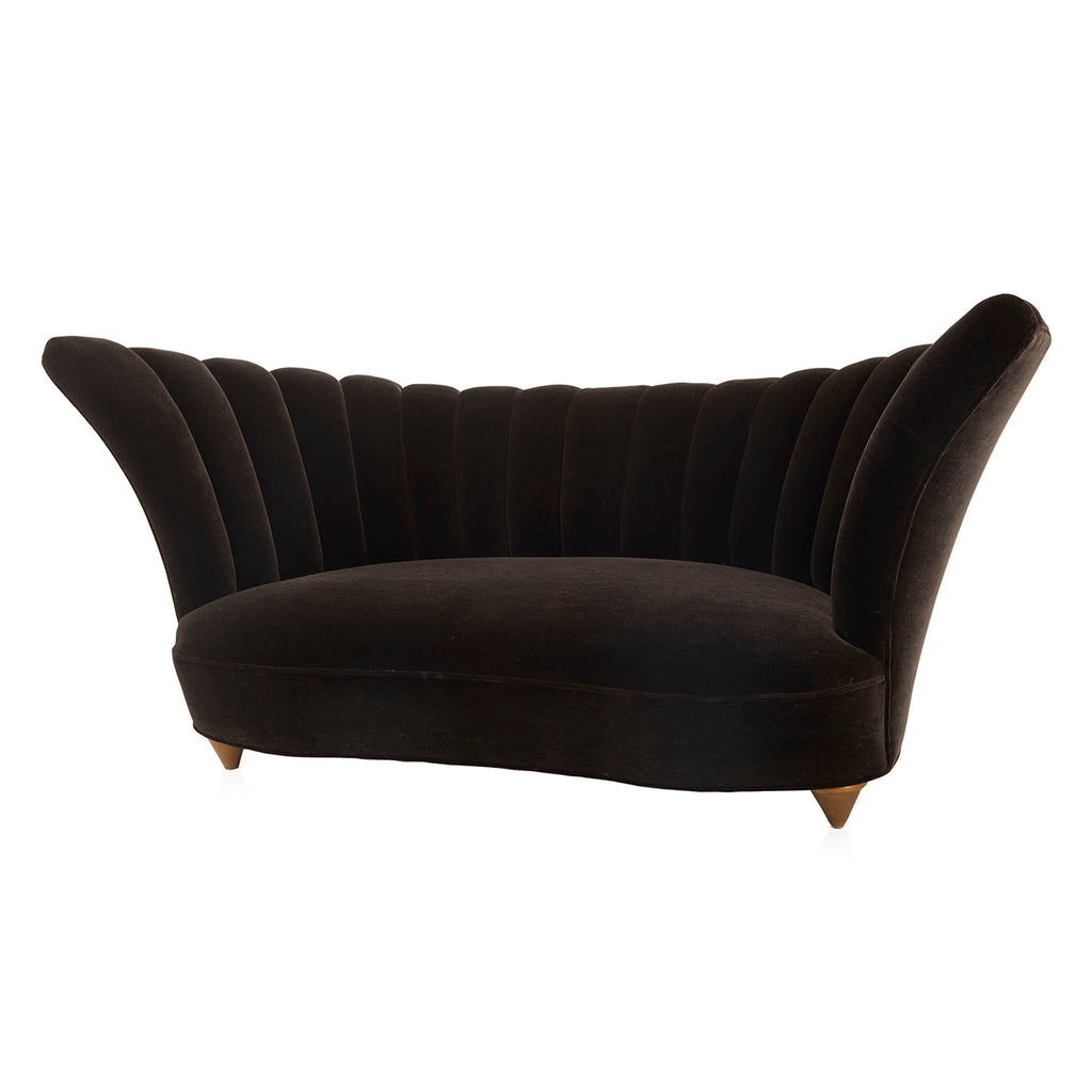 Black Velvet Double Wing Deco Sofa