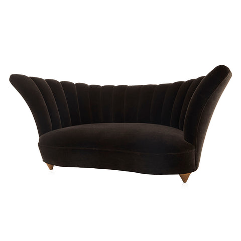 Black Velvet Double Wing Deco Sofa