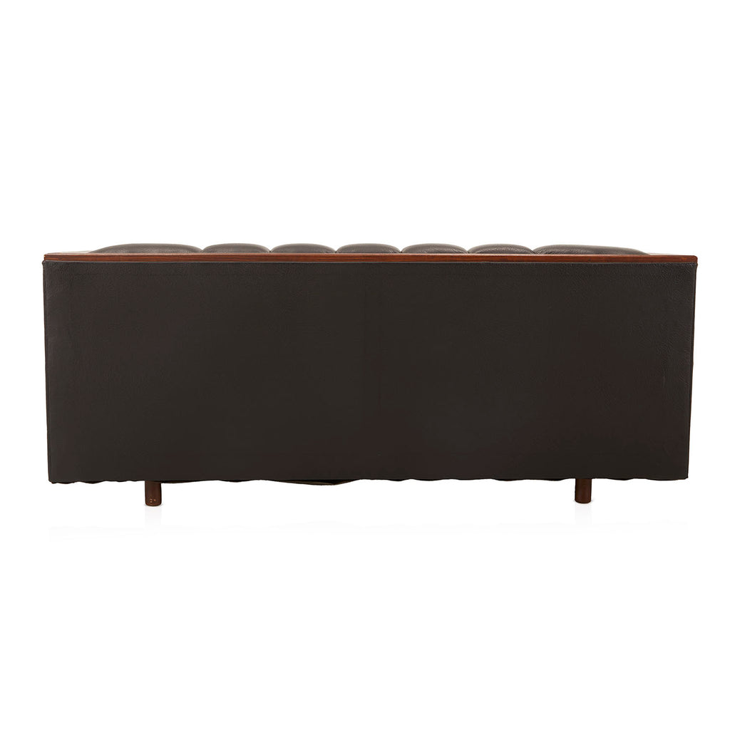 Black Leather Tufted Vintage Tuxedo Loveseat