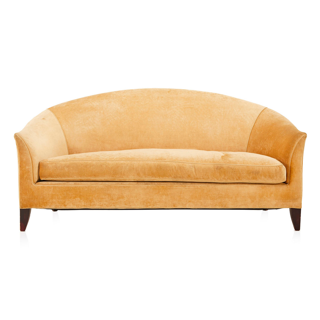 Camel Velvet Curved Back Sofa