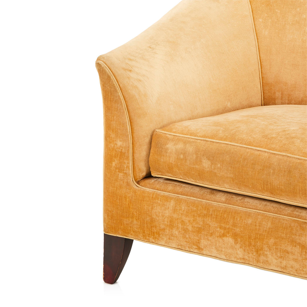 Camel Velvet Curved Back Sofa