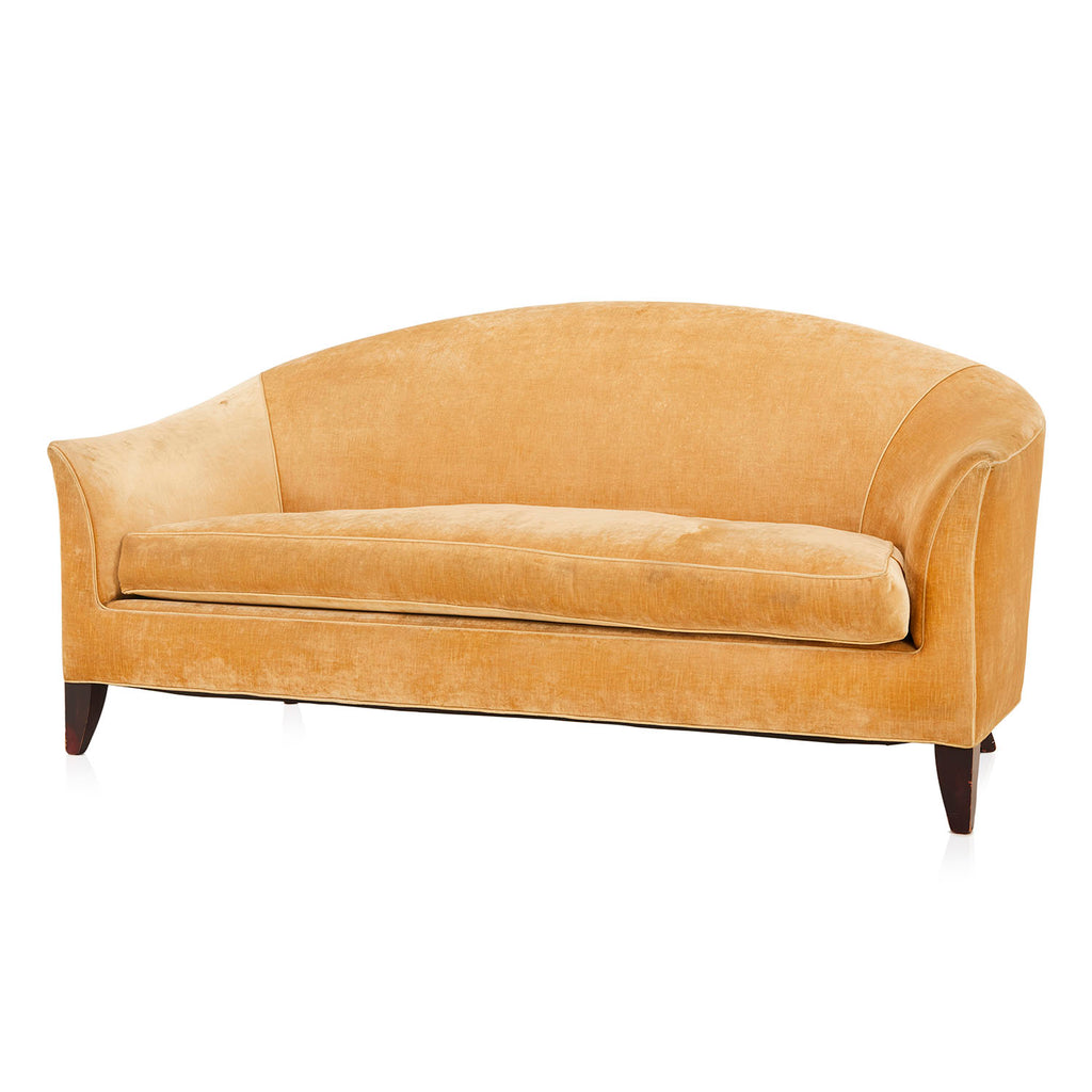 Camel Velvet Curved Back Sofa