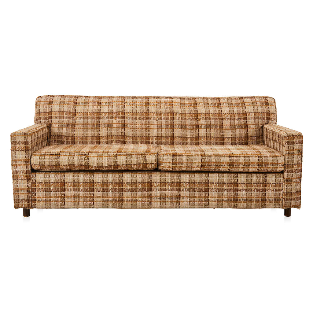 Tan Plaid Loveseat