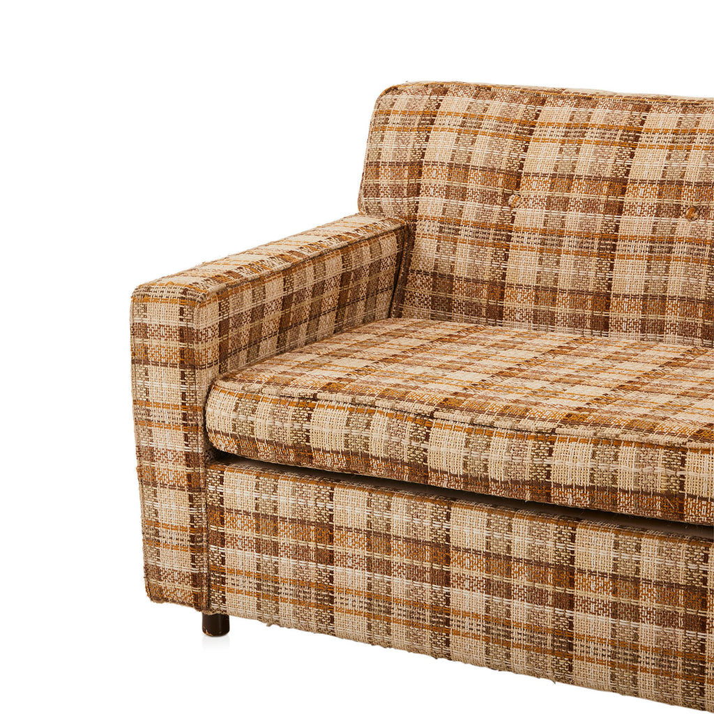 Tan Plaid Loveseat