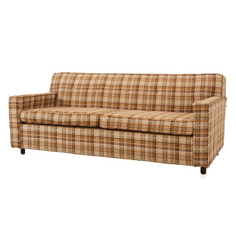 Tan Plaid Loveseat