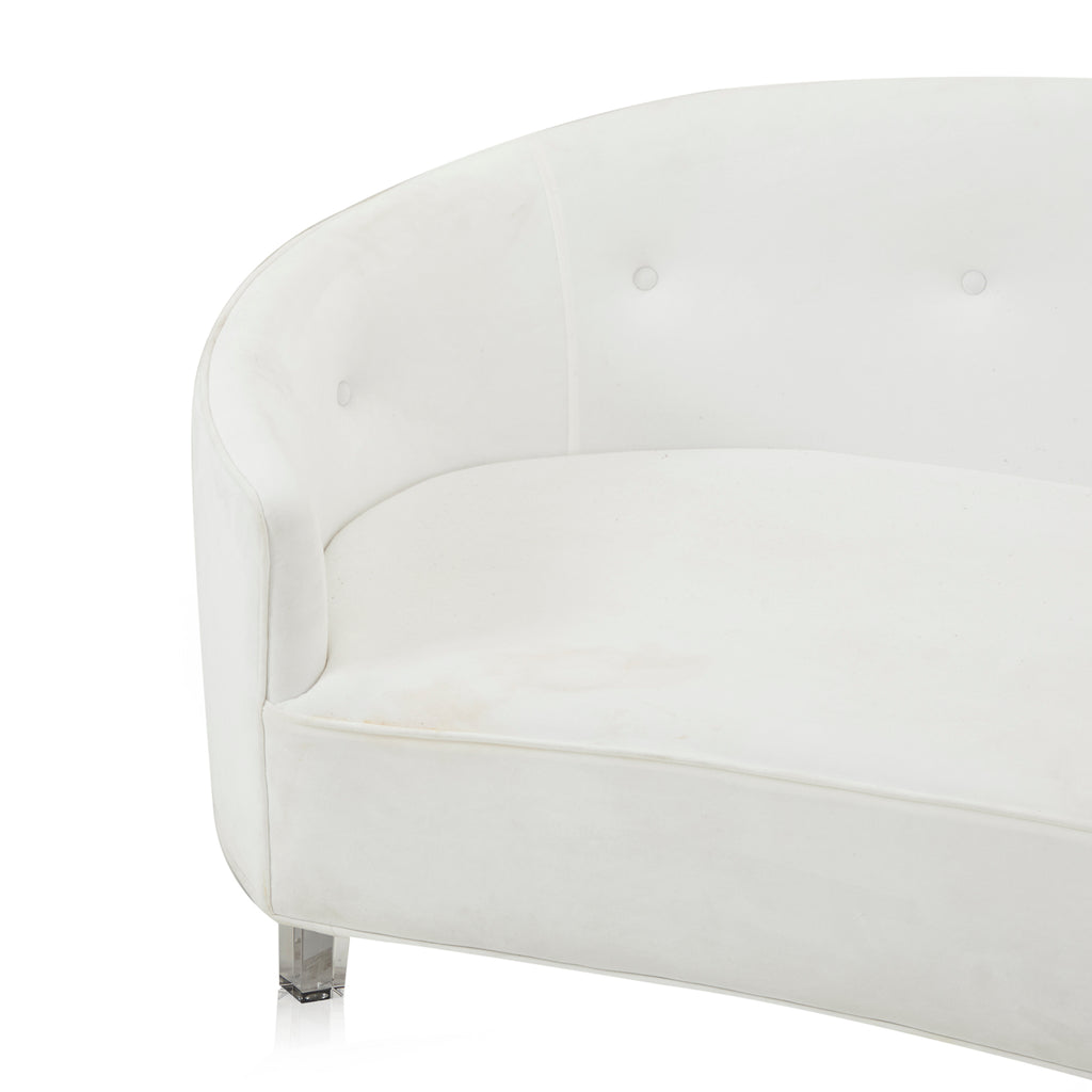 White Micro Velvet Curved Sofa