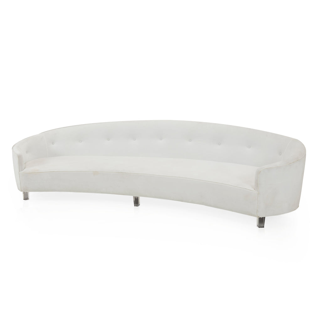 White Micro Velvet Curved Sofa