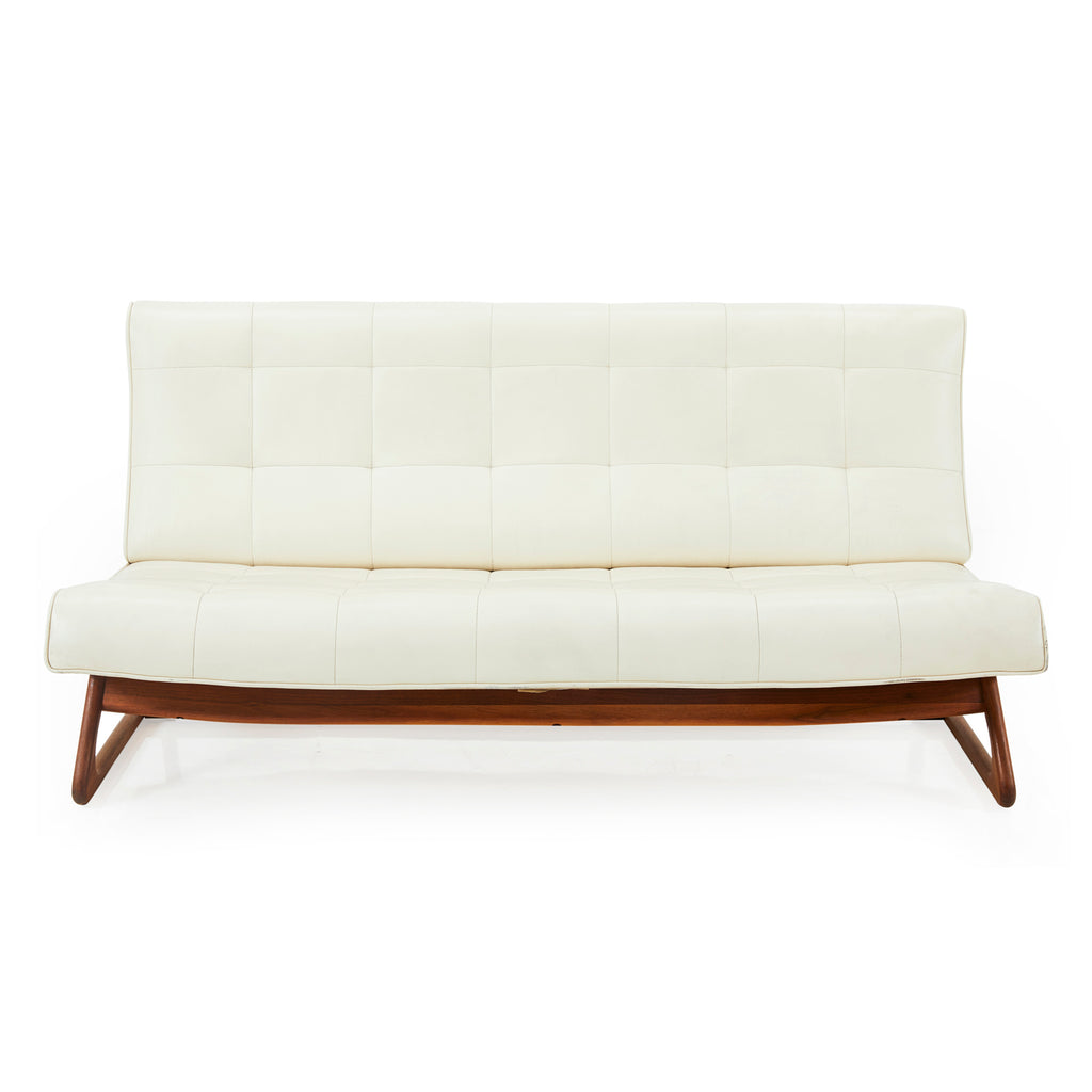 Mid Century Cream Leather Love Seat