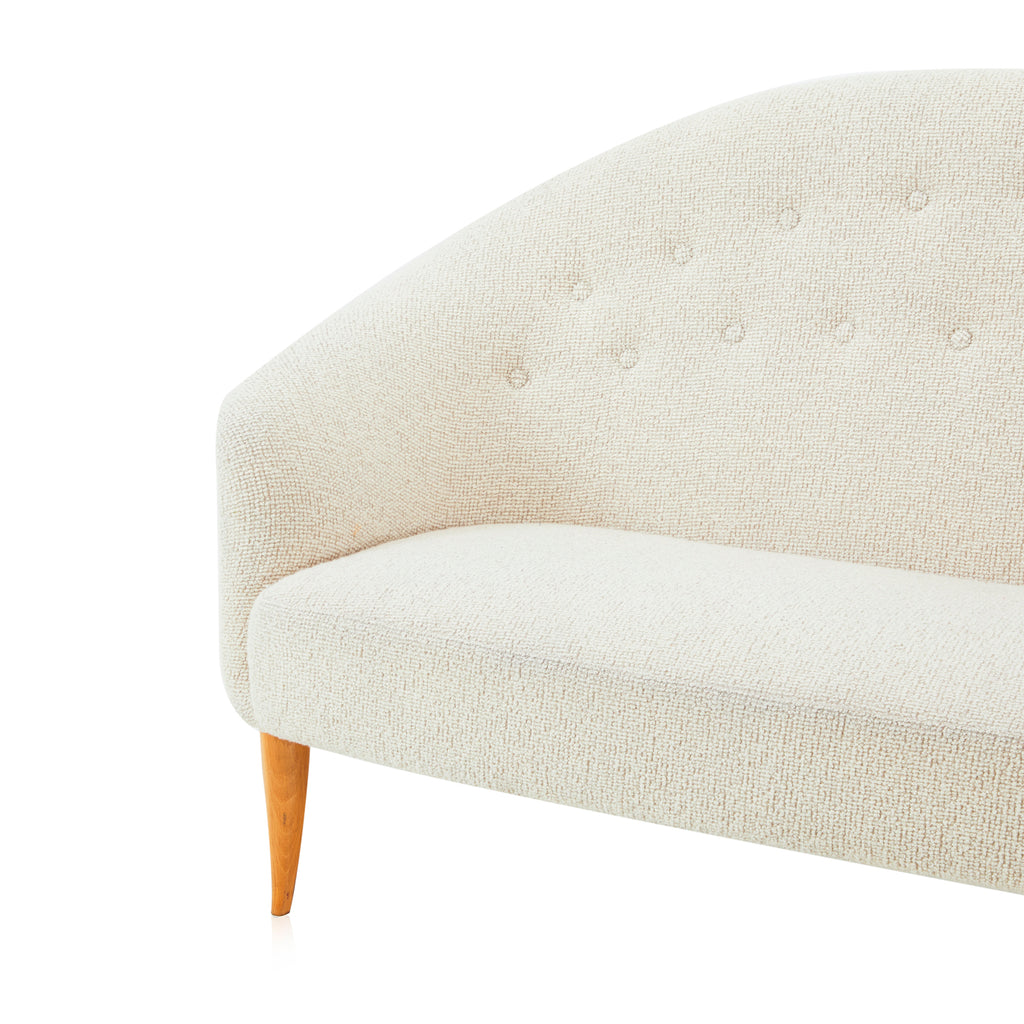 Cream Button Back Boucle Loveseat