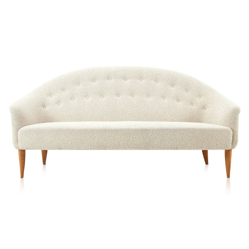 Cream Button Back Boucle Loveseat