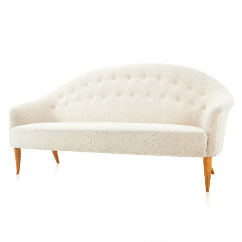 Cream Button Back Boucle Loveseat