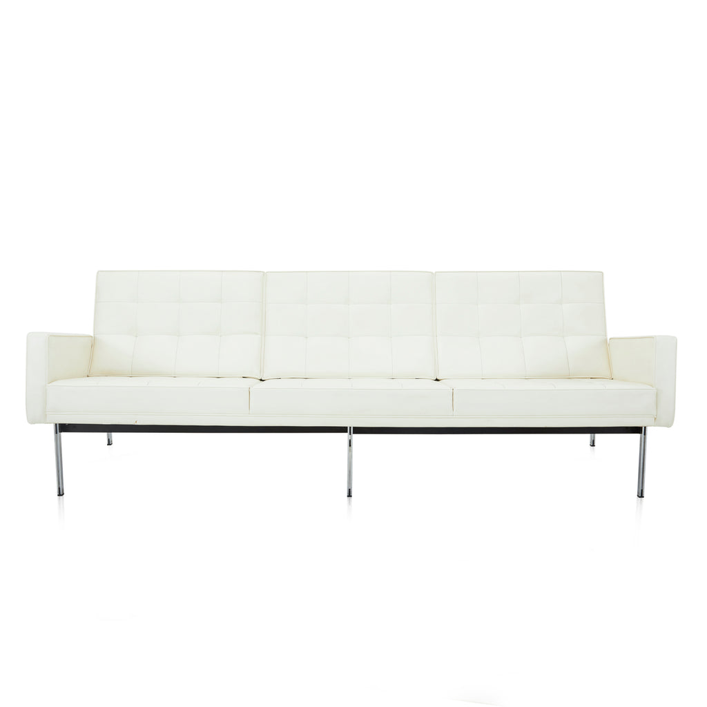 Modernica White Leather Split Rail Arm Chair