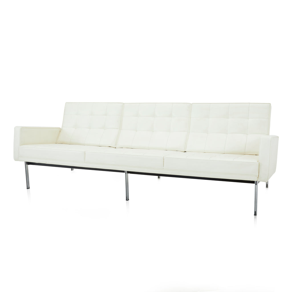 Modernica White Leather Split Rail Arm Chair