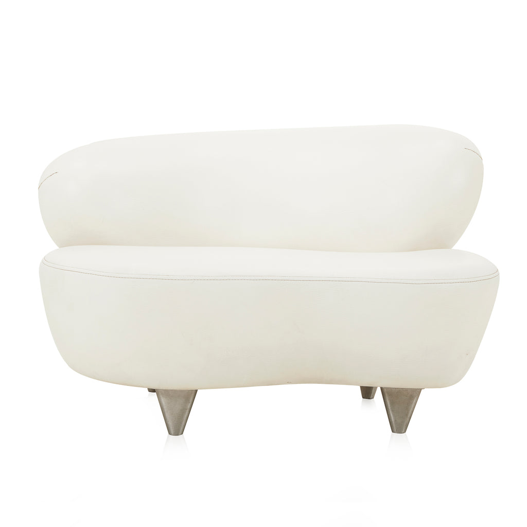 White Leather Cloud Wide Chair