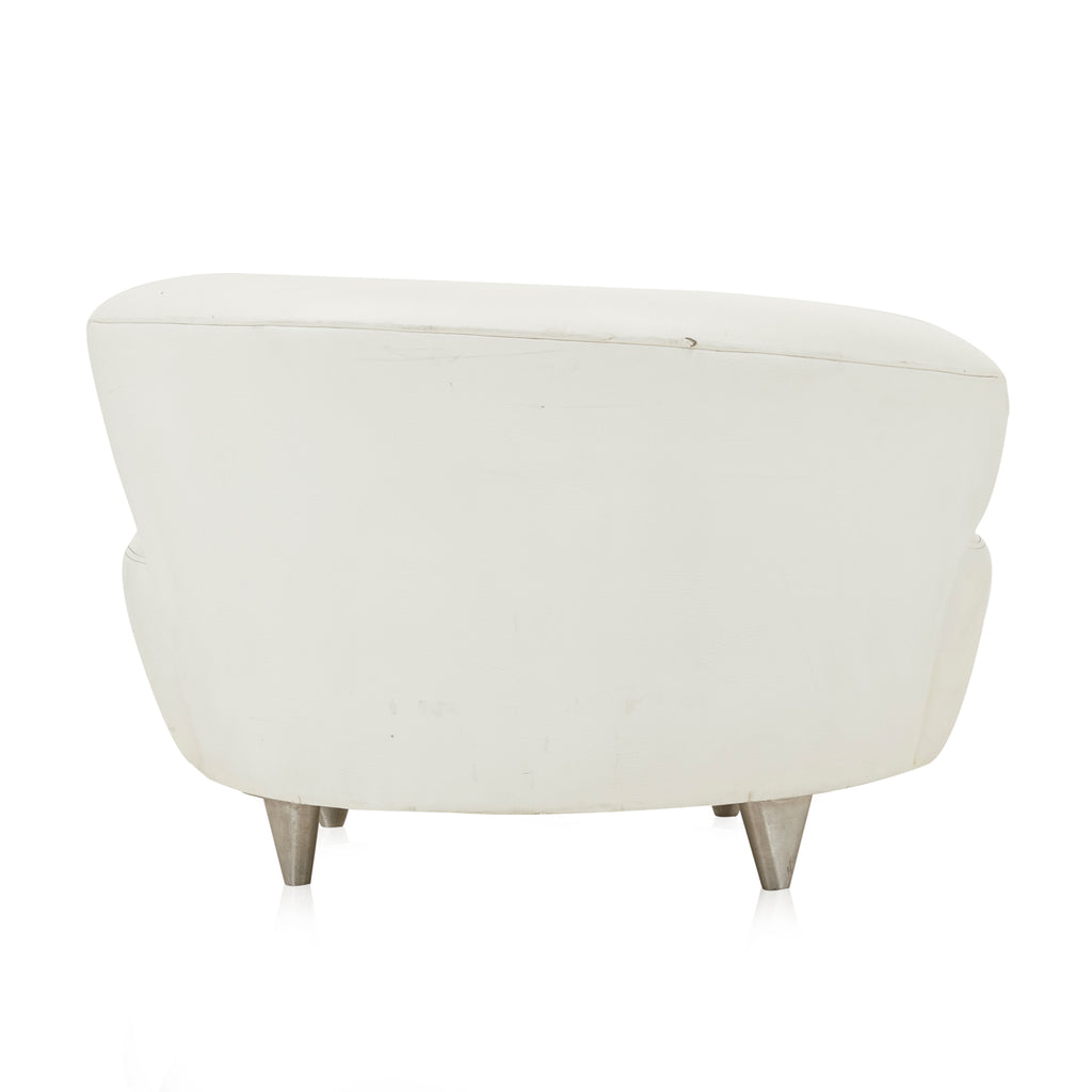 White Leather Cloud Wide Chair