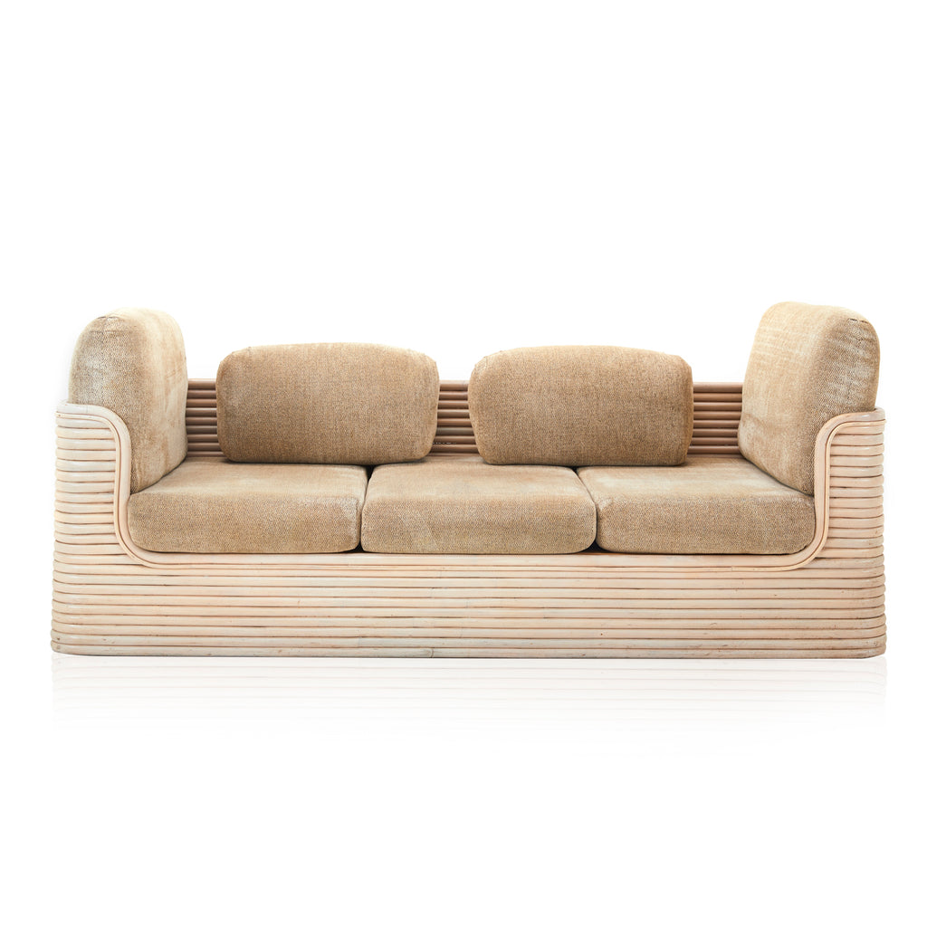 Beige Slatted Frame Bentwood Sofa