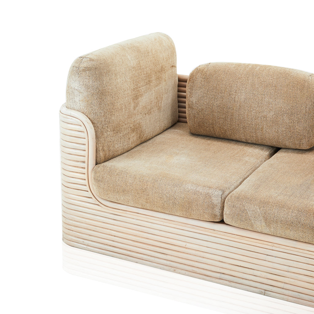 Beige Slatted Frame Bentwood Sofa