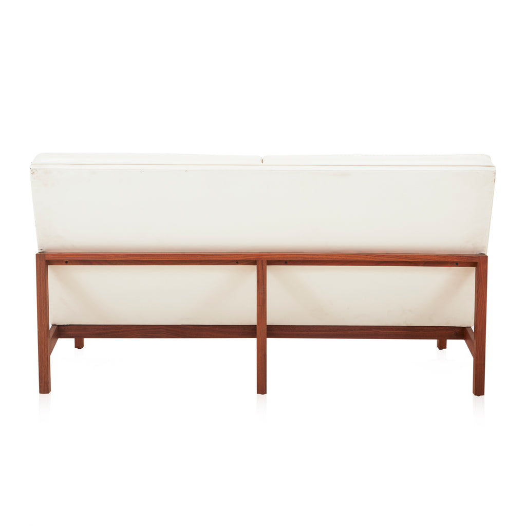 Modernica White Leather Armless Loveseat - Wood Base