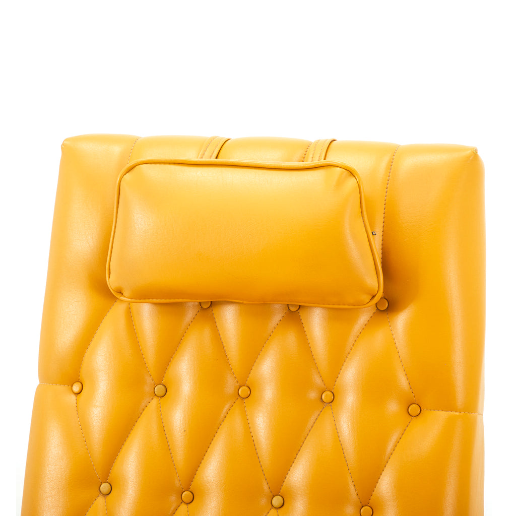 Yellow Tufted Leather Modern Executive Chair
