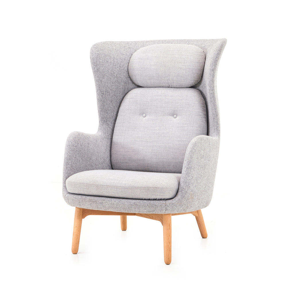 Grey Wool Lounge Chair with Ottoman
