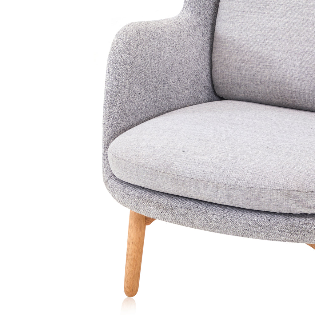 Grey Wool Lounge Chair with Ottoman
