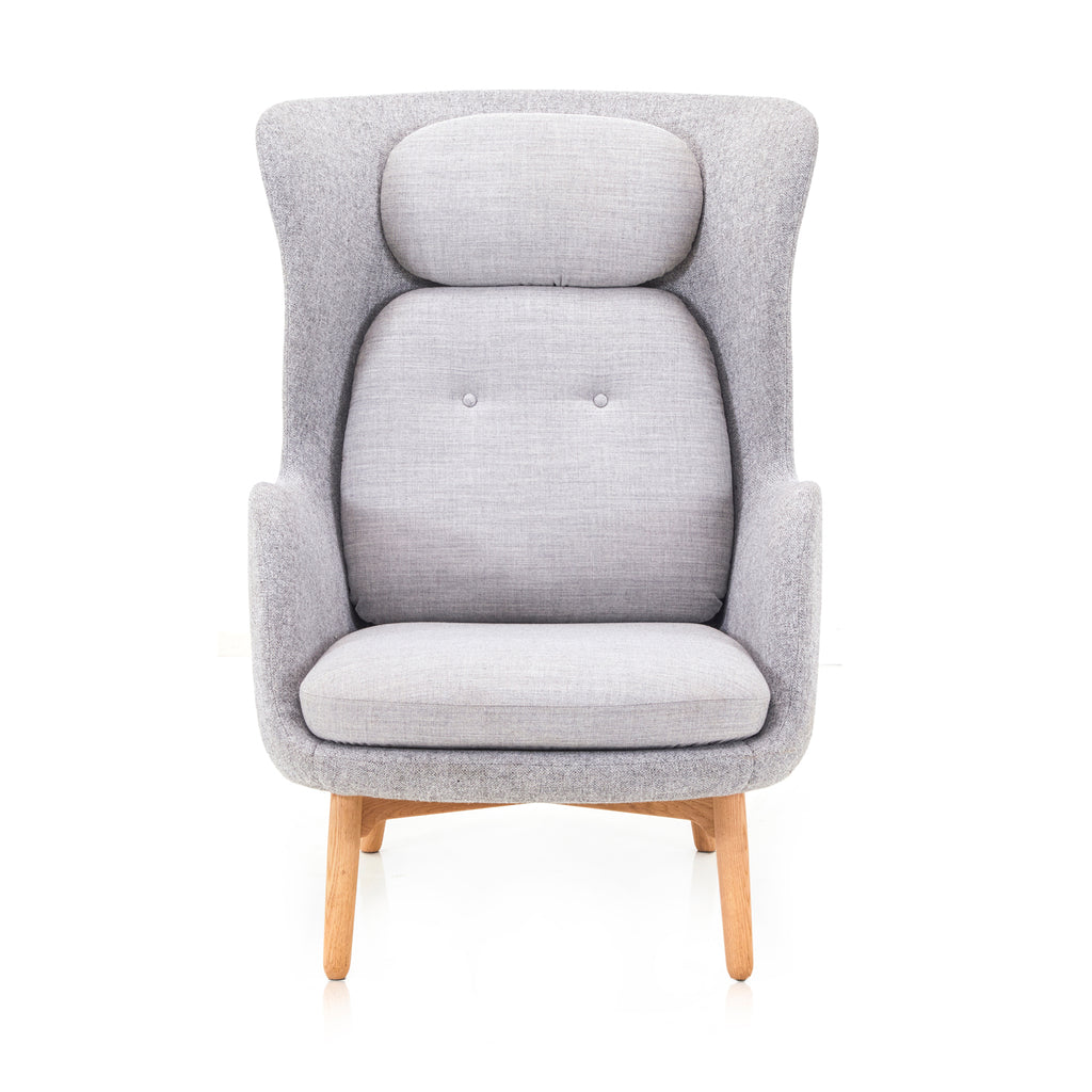 Grey Wool Lounge Chair with Ottoman