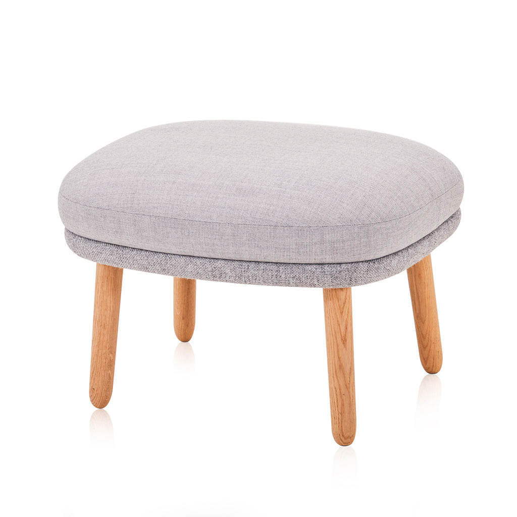 Grey Wool Lounge Chair with Ottoman