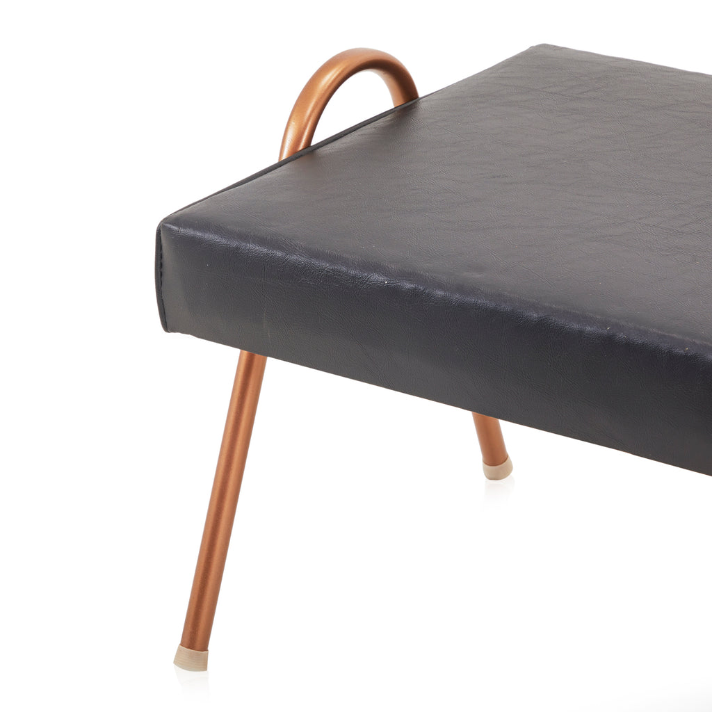 Black Leather & Copper Square Ottoman