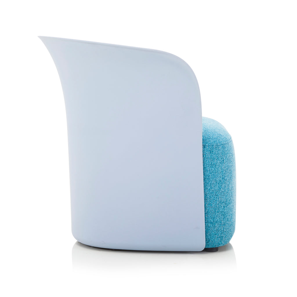 Blue & White Modern Molded Back Club Chair