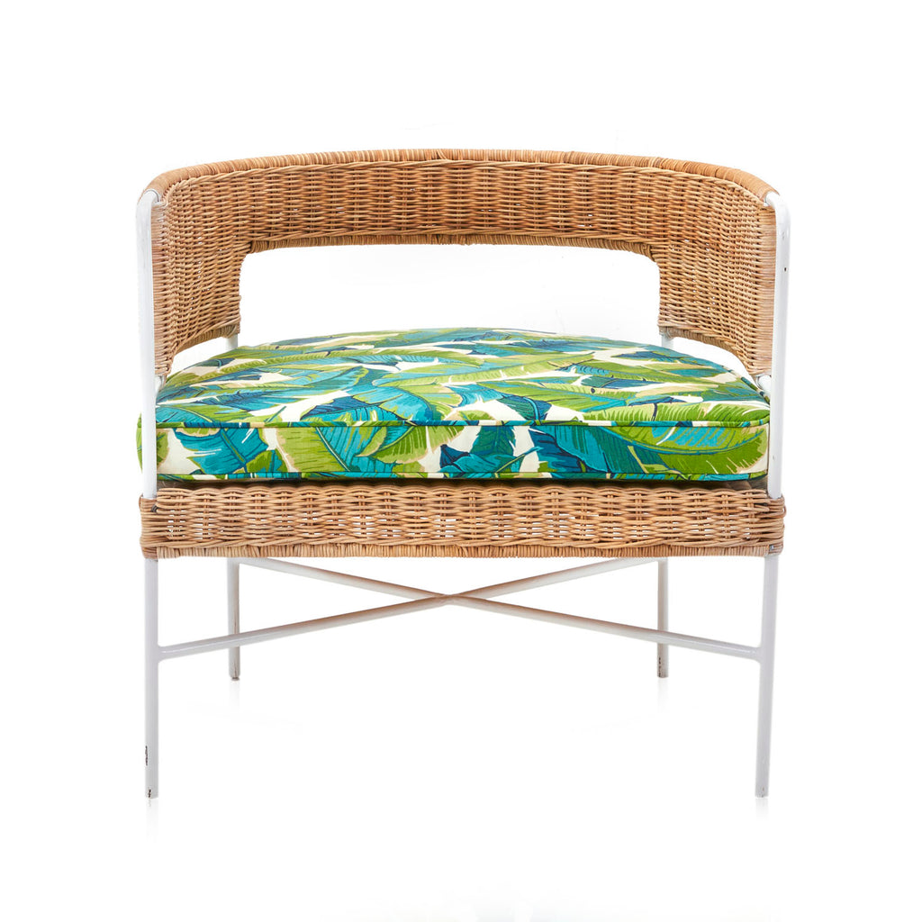 Wicker & Green Tropical Arm Chair