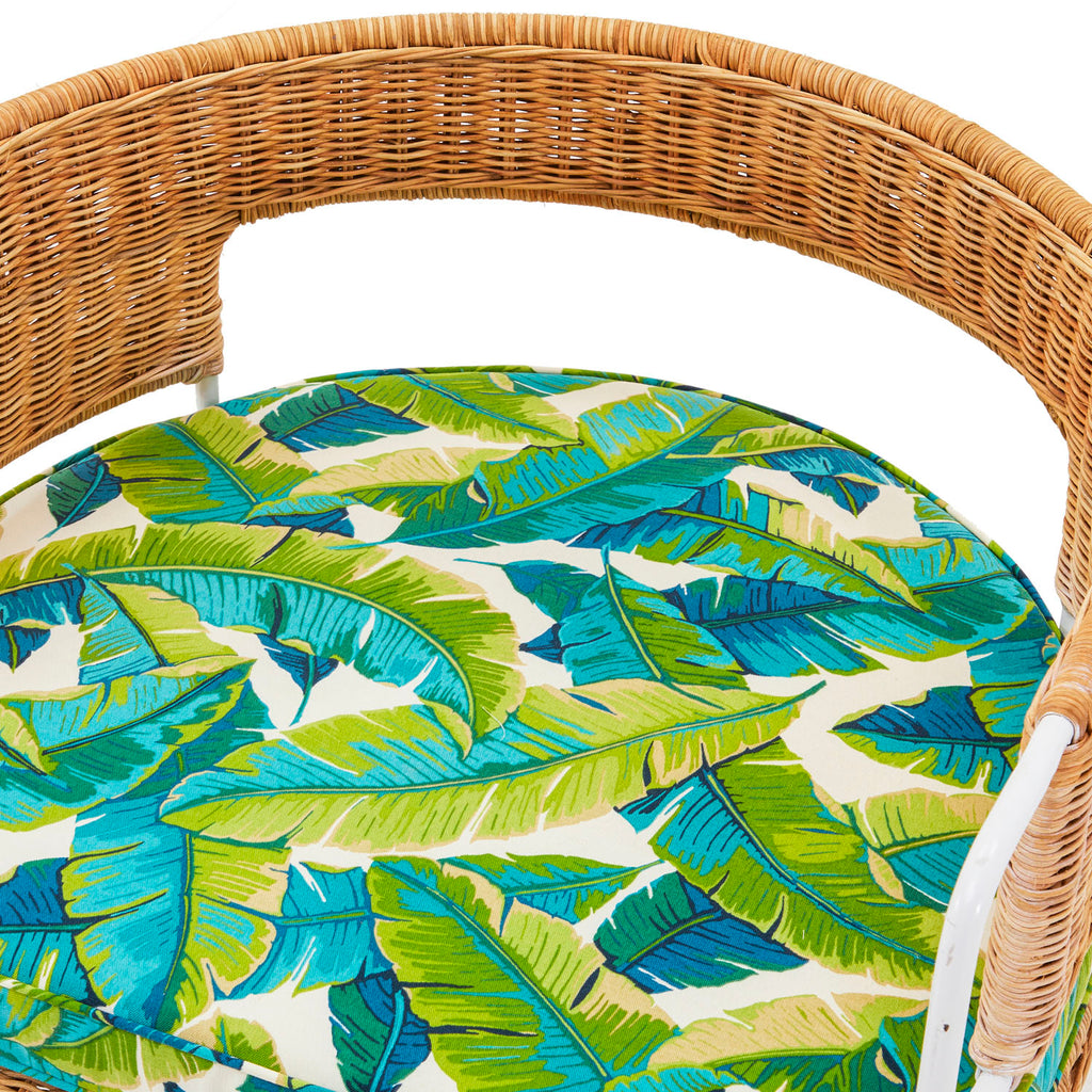 Wicker & Green Tropical Arm Chair