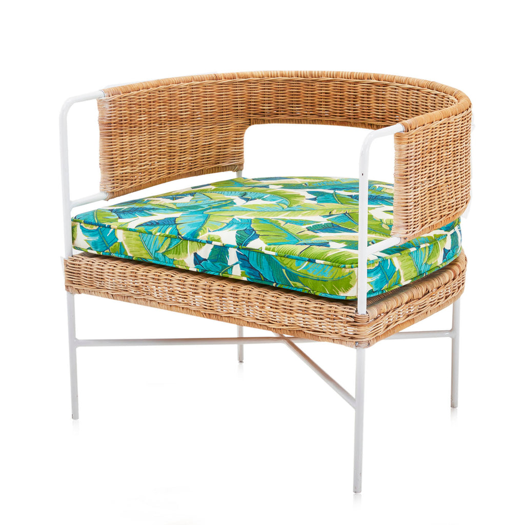 Wicker & Green Tropical Arm Chair