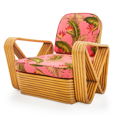 Rattan Arm Chair With Pink Floral Cushions